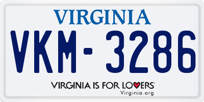 VA license plate VKM3286