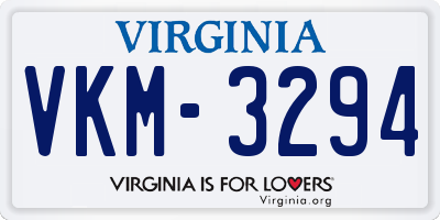 VA license plate VKM3294
