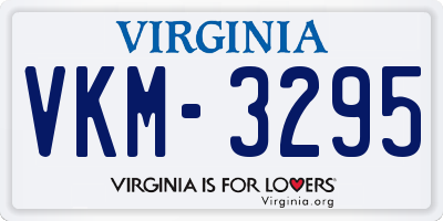 VA license plate VKM3295