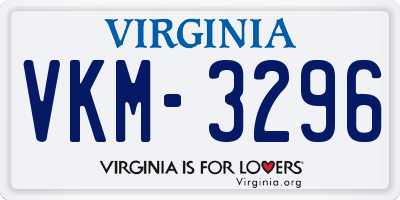 VA license plate VKM3296