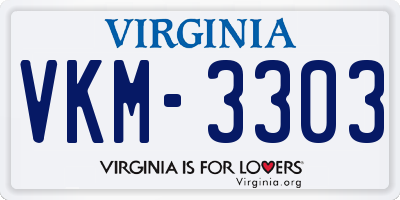 VA license plate VKM3303