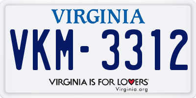 VA license plate VKM3312