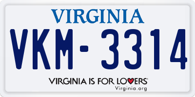 VA license plate VKM3314