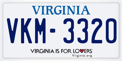 VA license plate VKM3320