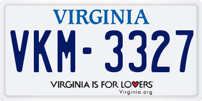 VA license plate VKM3327