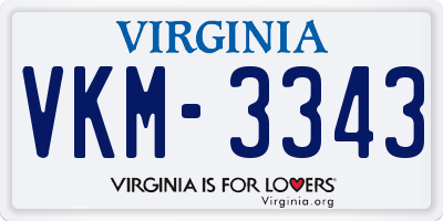 VA license plate VKM3343