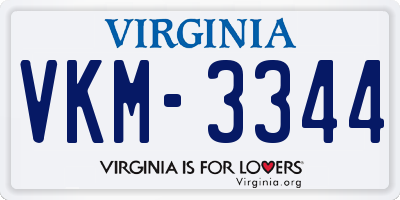 VA license plate VKM3344