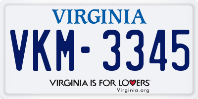 VA license plate VKM3345