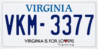 VA license plate VKM3377