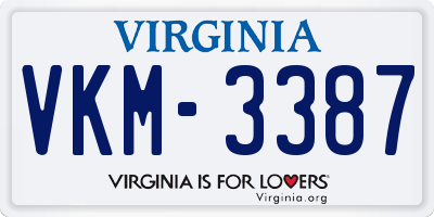 VA license plate VKM3387