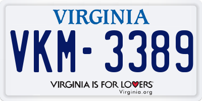 VA license plate VKM3389