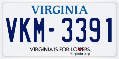 VA license plate VKM3391