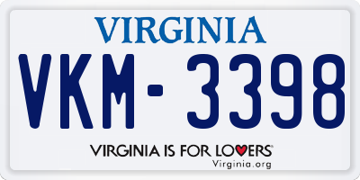 VA license plate VKM3398