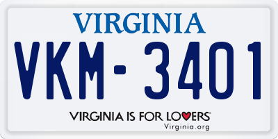 VA license plate VKM3401