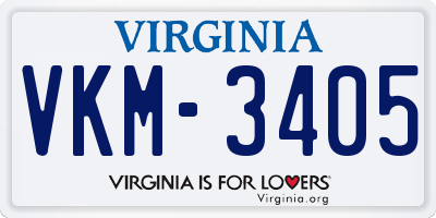 VA license plate VKM3405