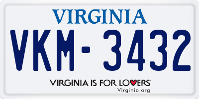 VA license plate VKM3432