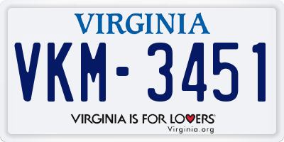 VA license plate VKM3451