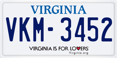 VA license plate VKM3452