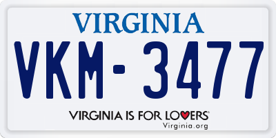VA license plate VKM3477