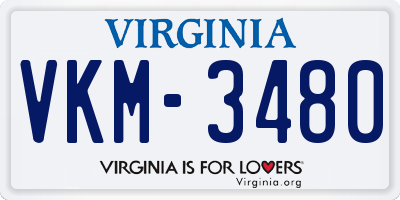 VA license plate VKM3480
