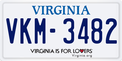 VA license plate VKM3482