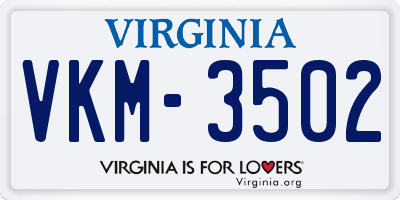 VA license plate VKM3502