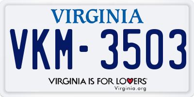 VA license plate VKM3503