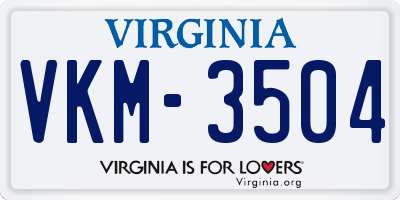 VA license plate VKM3504
