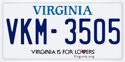 VA license plate VKM3505