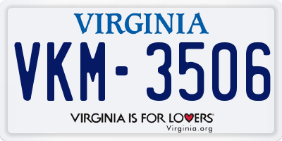 VA license plate VKM3506