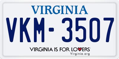 VA license plate VKM3507