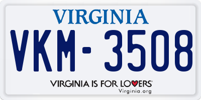 VA license plate VKM3508