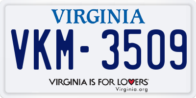 VA license plate VKM3509