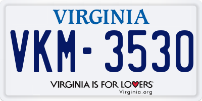 VA license plate VKM3530