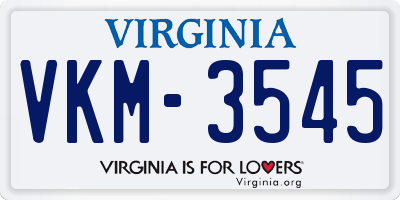 VA license plate VKM3545