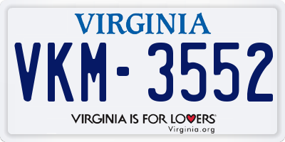 VA license plate VKM3552