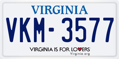 VA license plate VKM3577