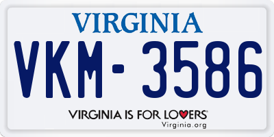 VA license plate VKM3586