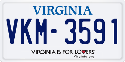VA license plate VKM3591