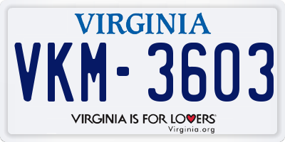 VA license plate VKM3603