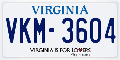VA license plate VKM3604
