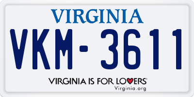VA license plate VKM3611