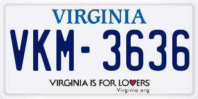 VA license plate VKM3636