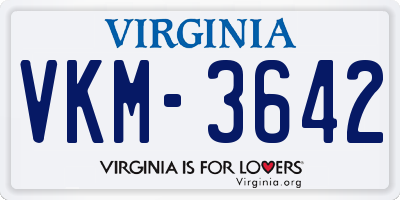 VA license plate VKM3642