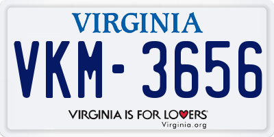 VA license plate VKM3656