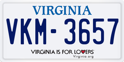 VA license plate VKM3657