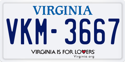 VA license plate VKM3667