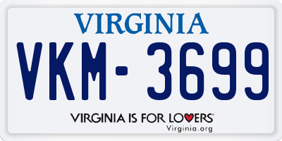 VA license plate VKM3699