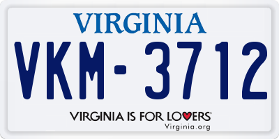 VA license plate VKM3712