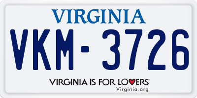 VA license plate VKM3726